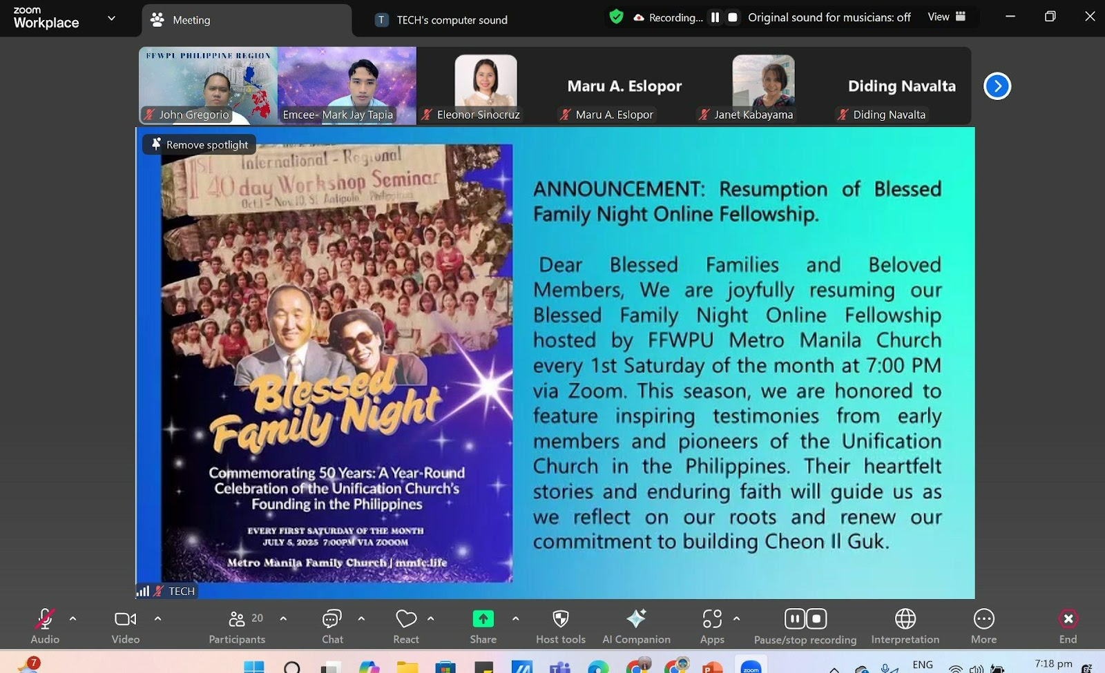 Featured image for “Philippines: Blessed Family Night Online Fellowship”